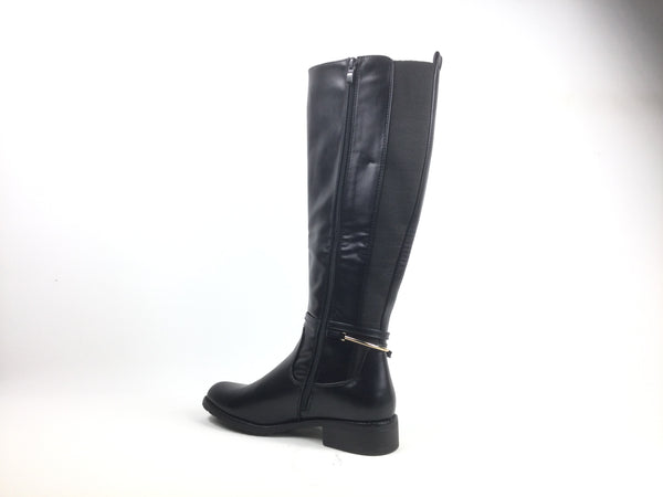 Long Black Boot Full length Side zip with Elasticated Upper
